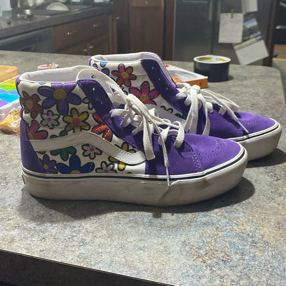 Vans Purple Glitter Daisies Hightops